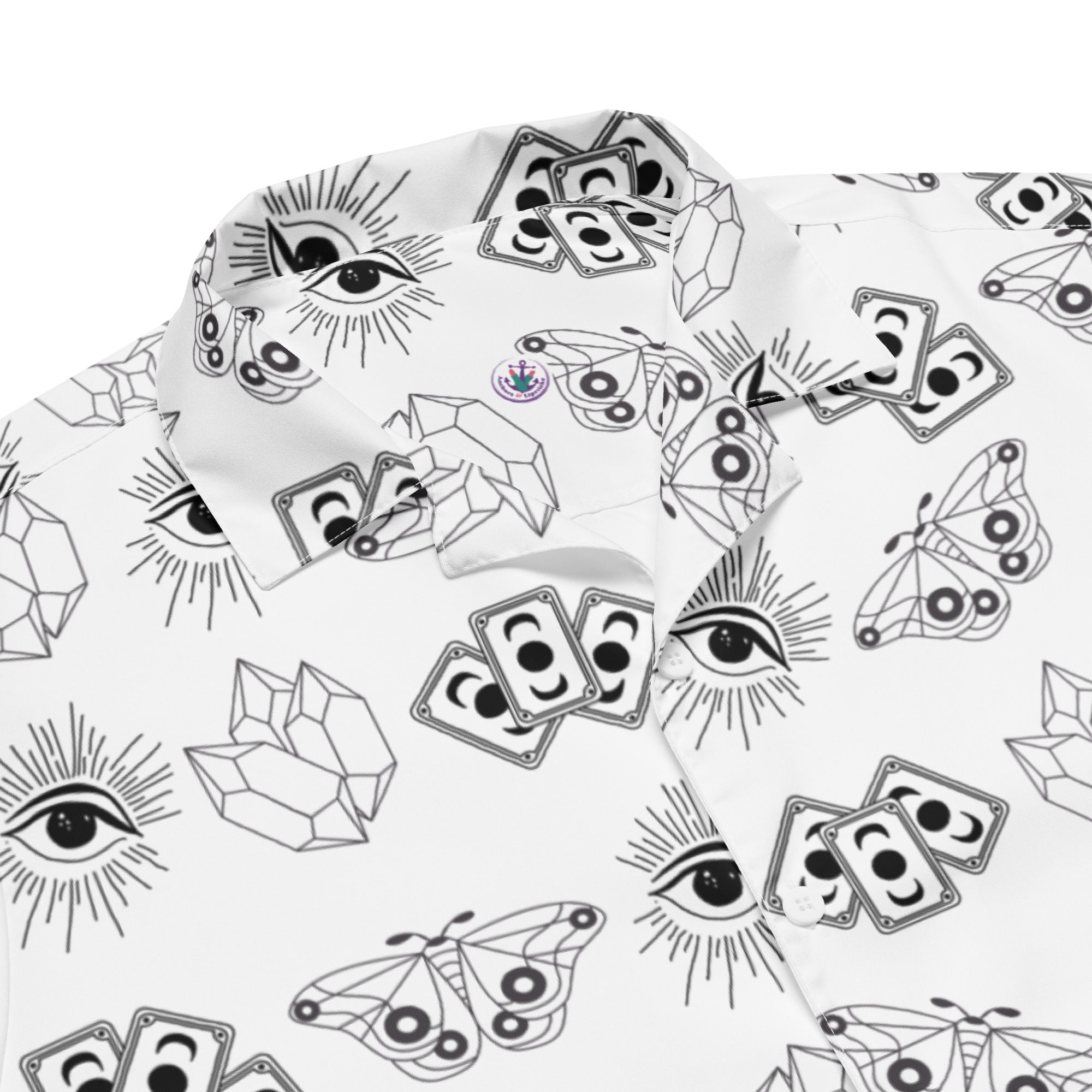 Black and White Whimsigoth Unisex button shirt image 6