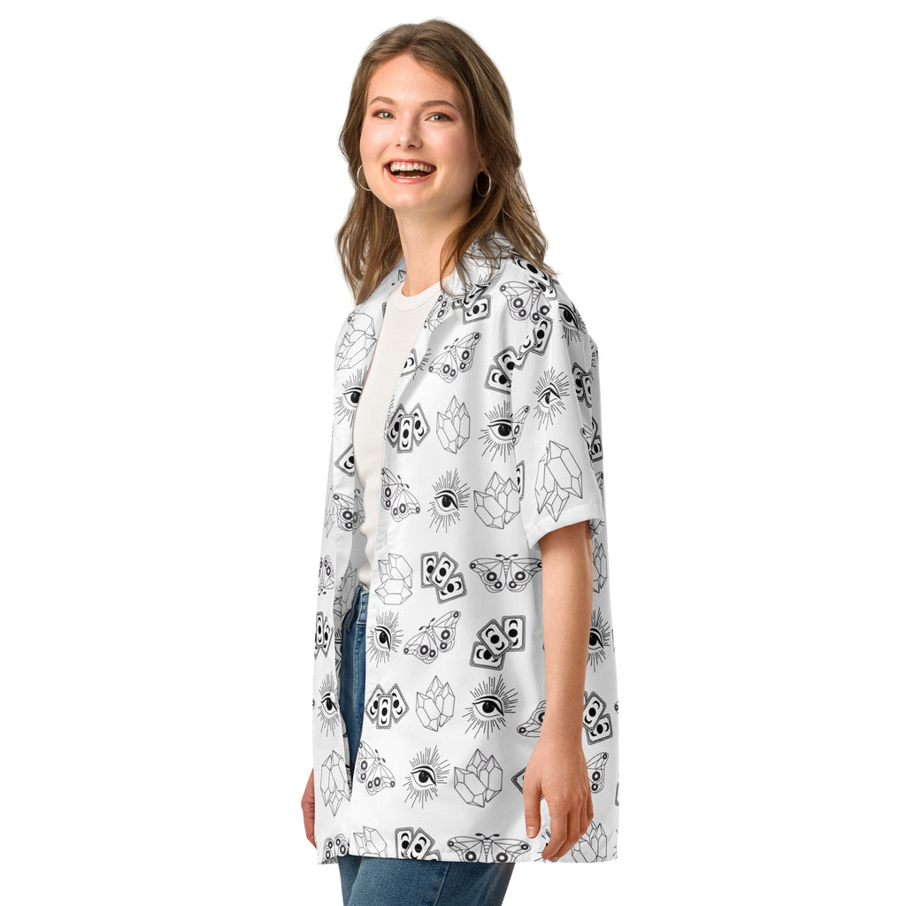 Black and White Whimsigoth Unisex button shirt image 4
