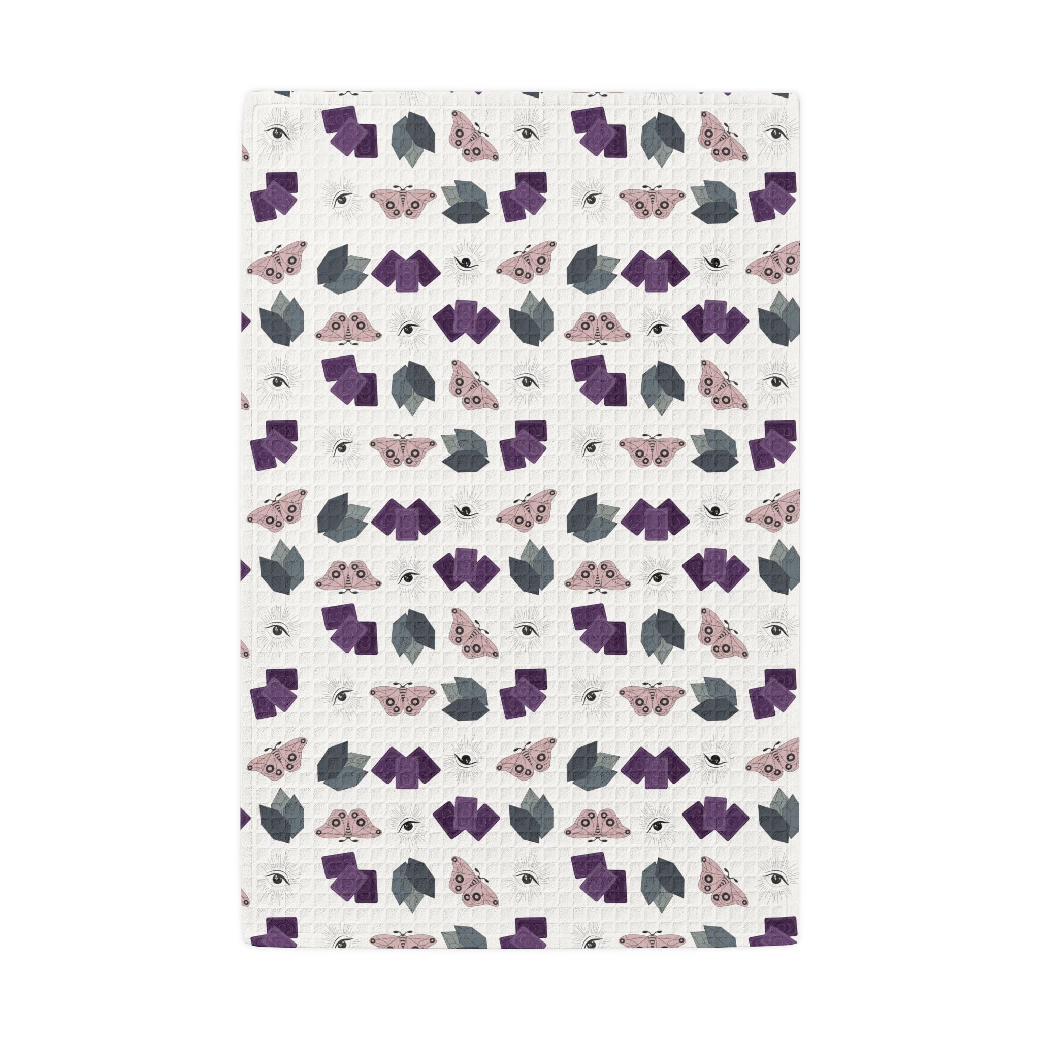 Waffle Weave Kitchen Hand Towel — Muted Whimsigoth Design image 1