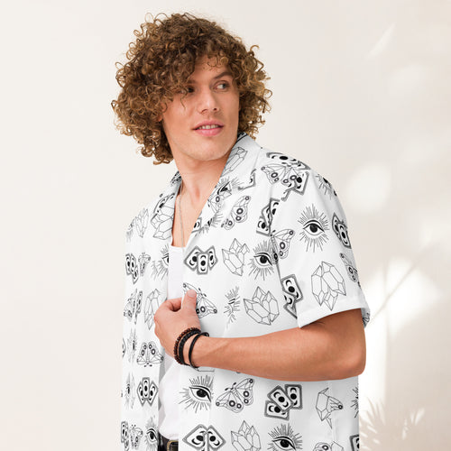Black and White Whimsigoth Unisex button shirt image 0