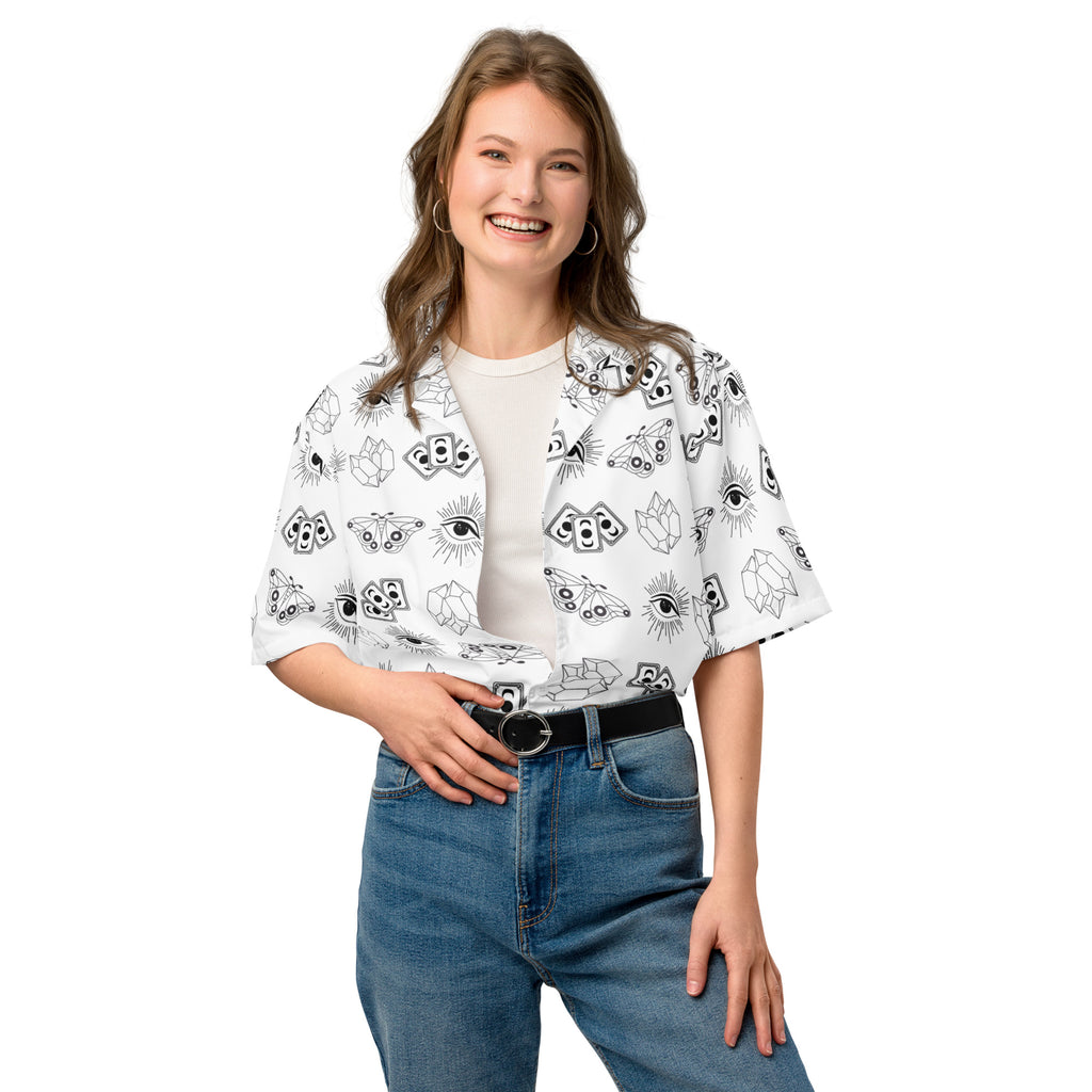 Black and White Whimsigoth Unisex button shirt image 2