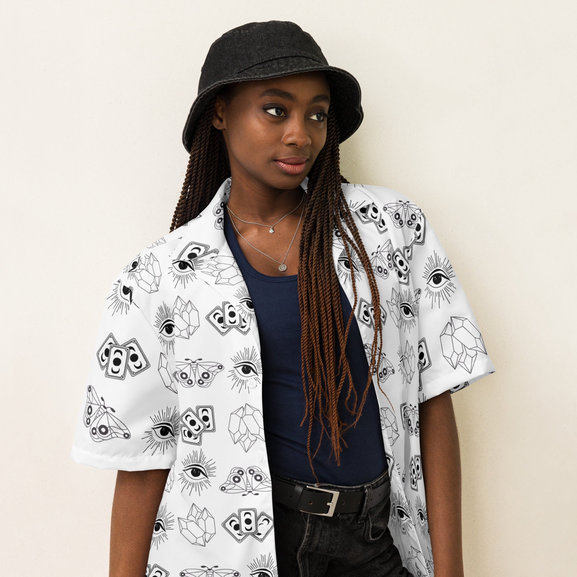 Black and White Whimsigoth Unisex button shirt image 1