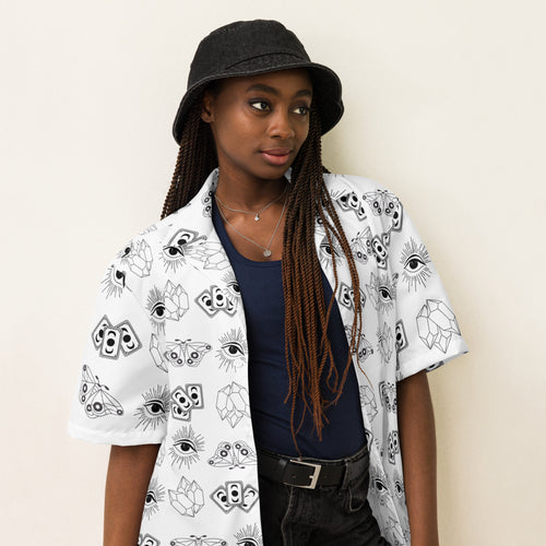 Black and White Whimsigoth Unisex button shirt image 1