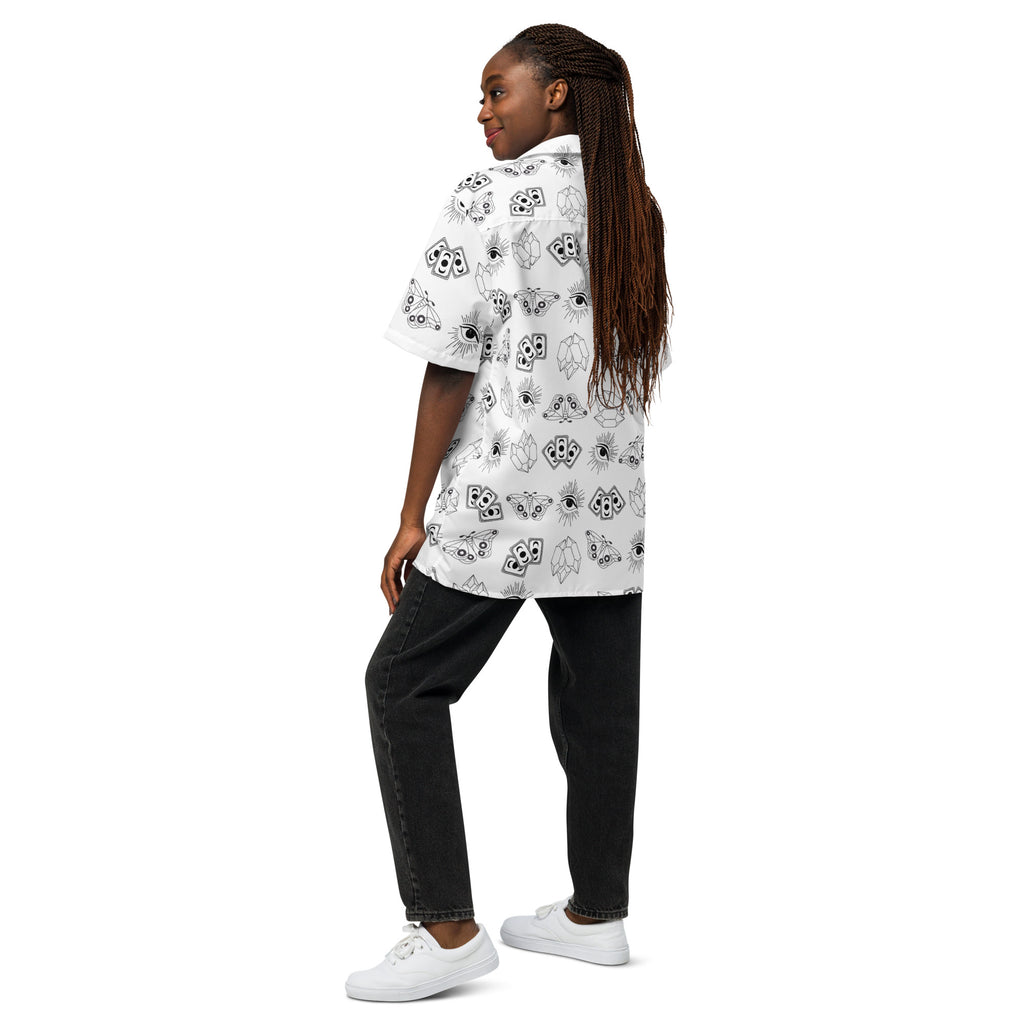 Black and White Whimsigoth Unisex button shirt image 3